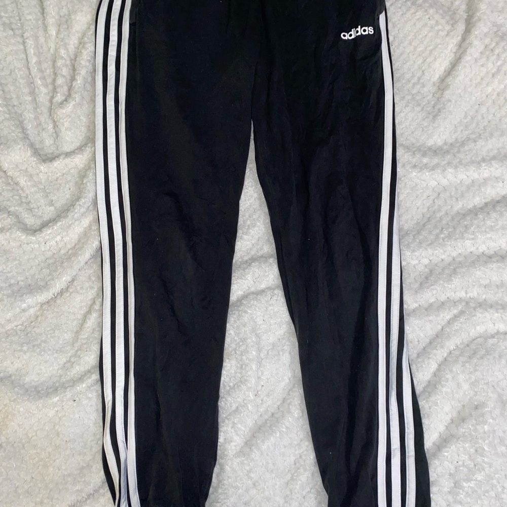 Adidas Women's Black Joggers with White Stripes